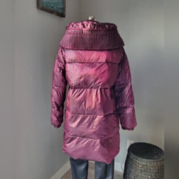 Raspberry Pearl Faux Down Puffer Coat by Badgley & Mischka Small - Picture 11 of 15